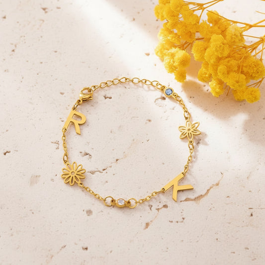 Birth Flowers & Birthstones Chain Bracelet