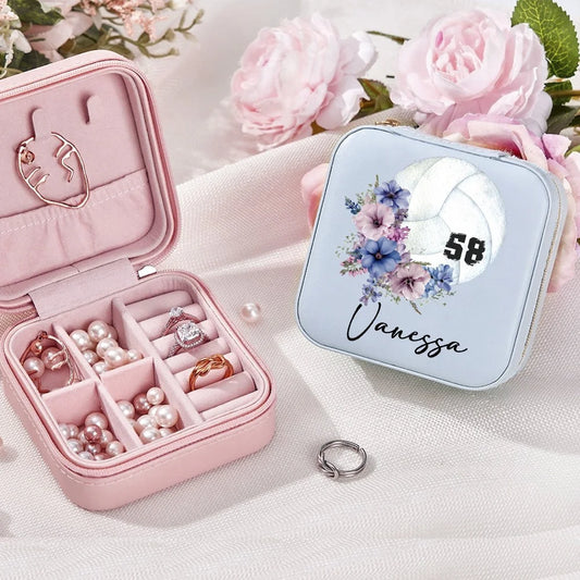 Custom Name & Birth Flower Volleyball Jewelry Box