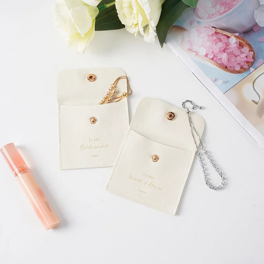 Bridesmaids Adjustable Diamond Bracelet with Personalized Pouch SET