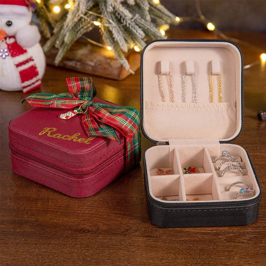 Custom Christmas Jewelry Case with Charm & Bow