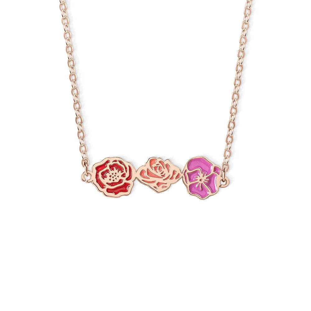 Custom Combined Colorful Birth Flowers Necklace