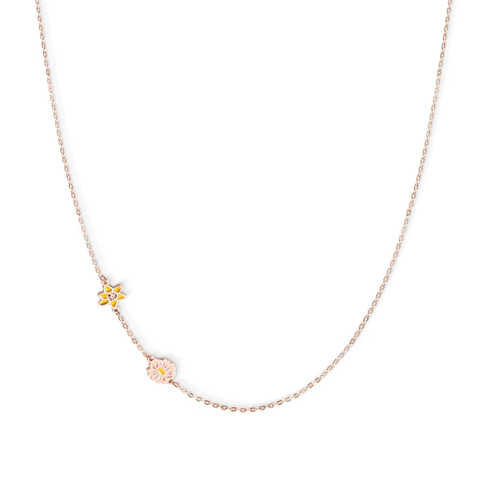 Custom Combined Colorful Birth Flowers Chain Necklace