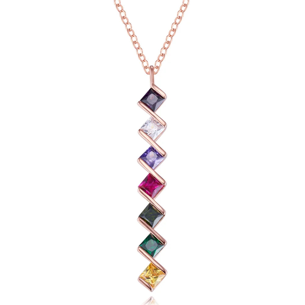 Custom 1-8 Rhombus Birthstone Necklace