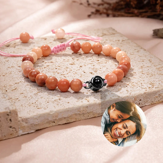 Custom Photo Projection Natural Stone Bracelet