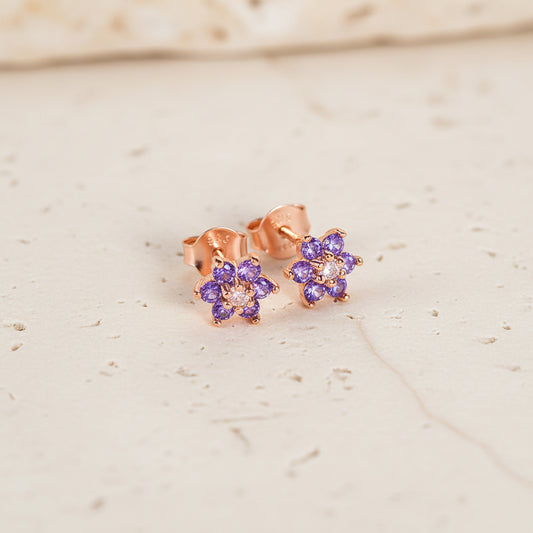 Custom Minimalist Birthstone Flower Earrings