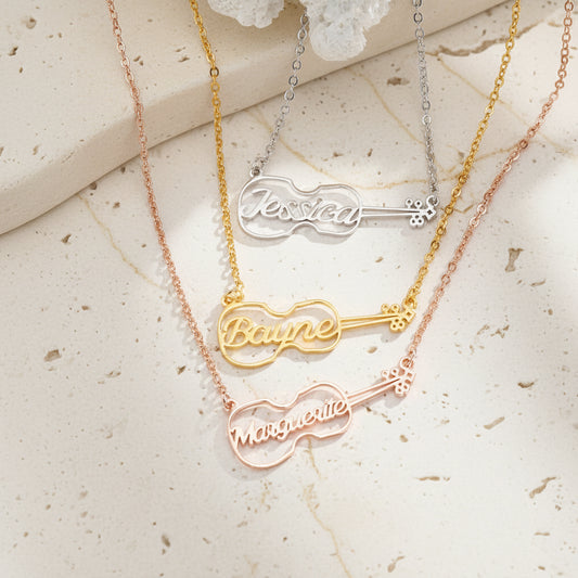 Personalized Name Violin Necklace