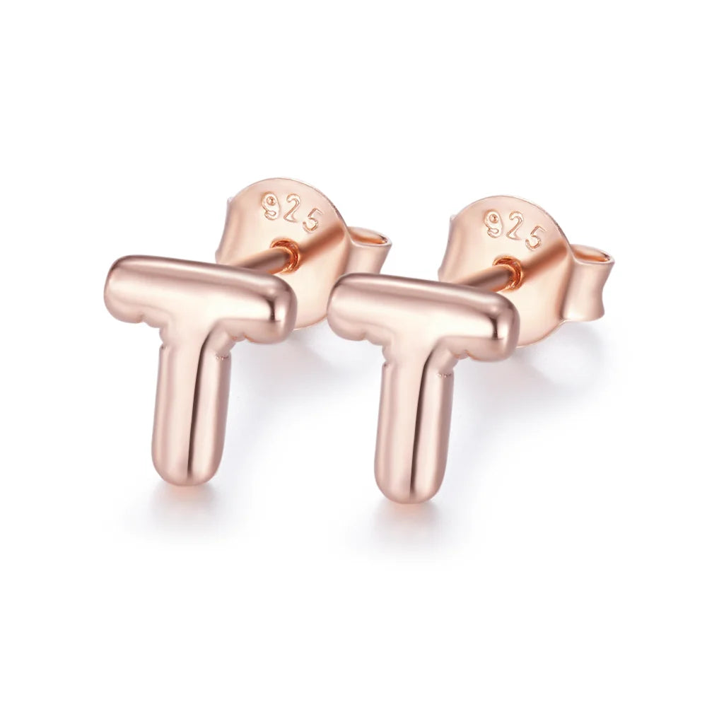 Custom Bubble Initial Letters Stud Earrings