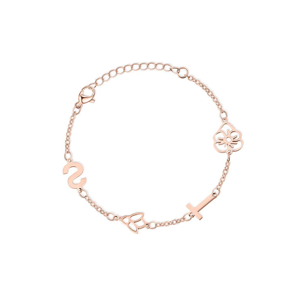 Birth Flowers & Birthstones Chain Bracelet