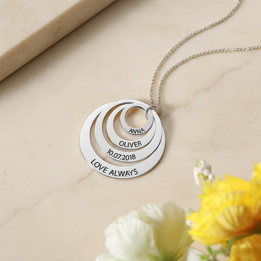 Engraved Family Name Necklace 925 Sterling Silver