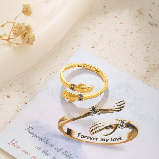 Custom Engraved Birthstone Hug Ring