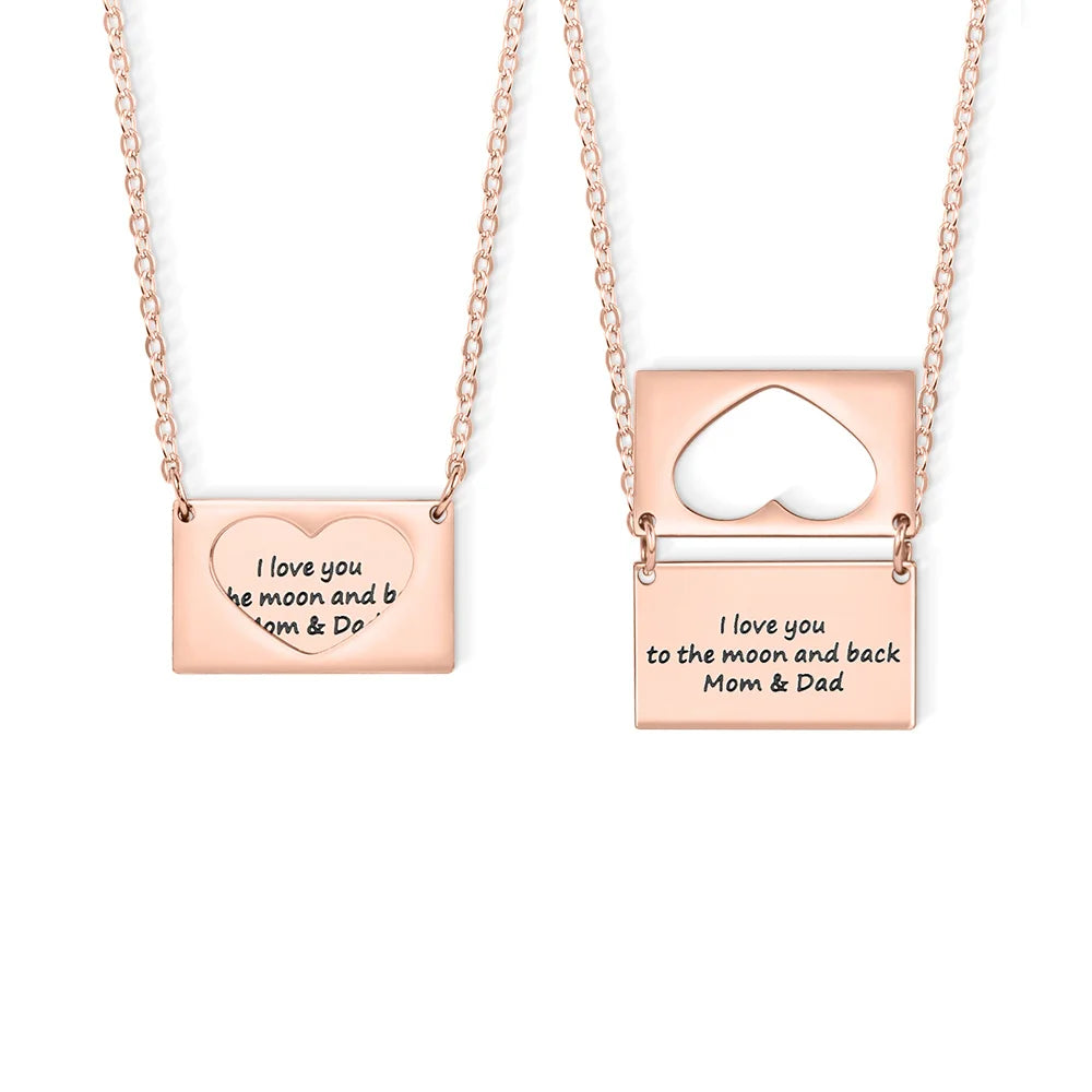 Custom Engraved Heart Envelope Necklace