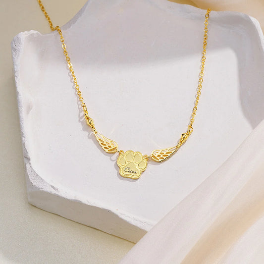 Custom Name Pet Angel Wings Necklace