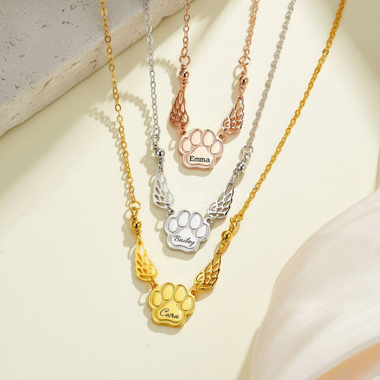 Custom Name Pet Angel Wings Necklace
