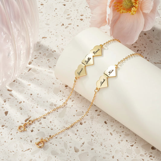 Custom Engraved 1-4 Heart Bracelet