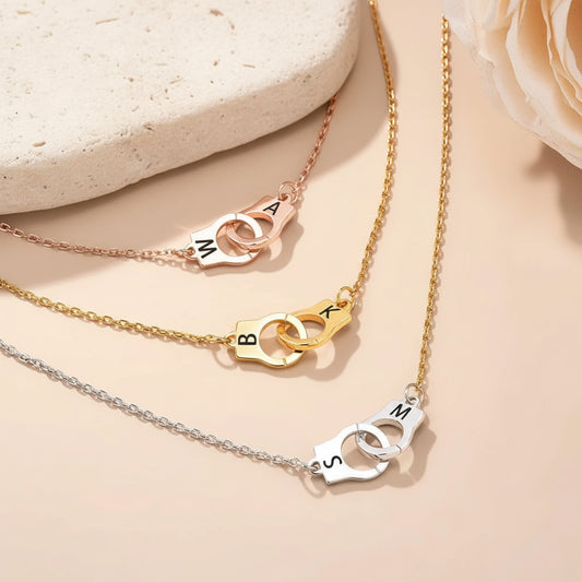 Personalized Handcuff Necklace with Initials