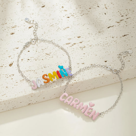 Personalized Enamel Bubble Name Bracelet