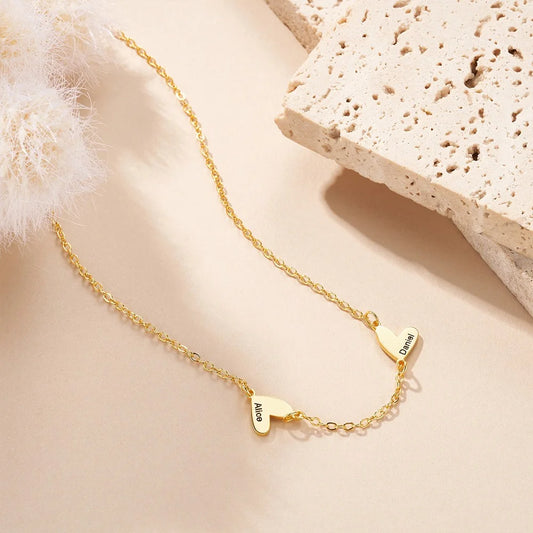 Personalized 1-5 Engraved Hearts Name Necklace