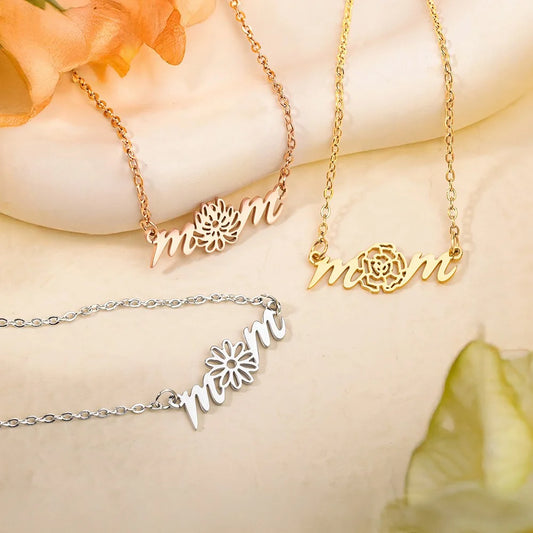 Personalized Birth Flower Mom Necklace