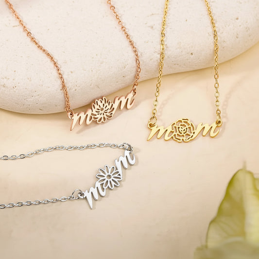 Personalized Birth Flower Mom Necklace