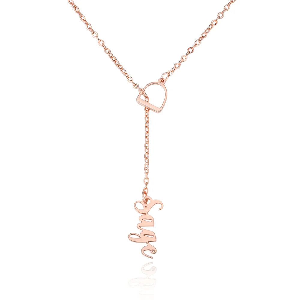 Personalized Name Stirrup Lariat Necklace
