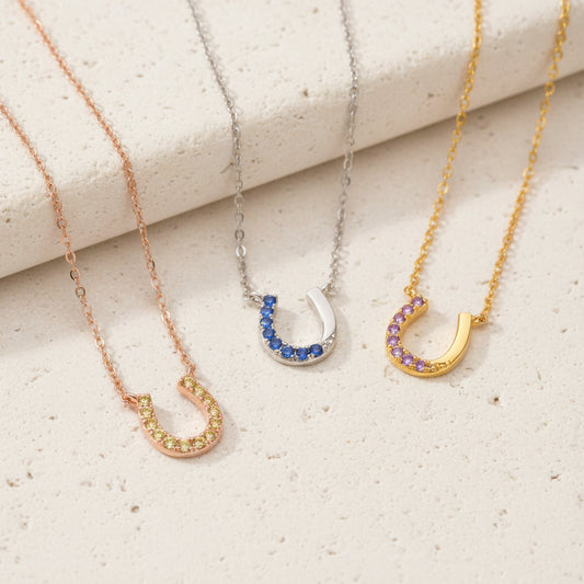 Custom Birthstone Horseshoe Necklace
