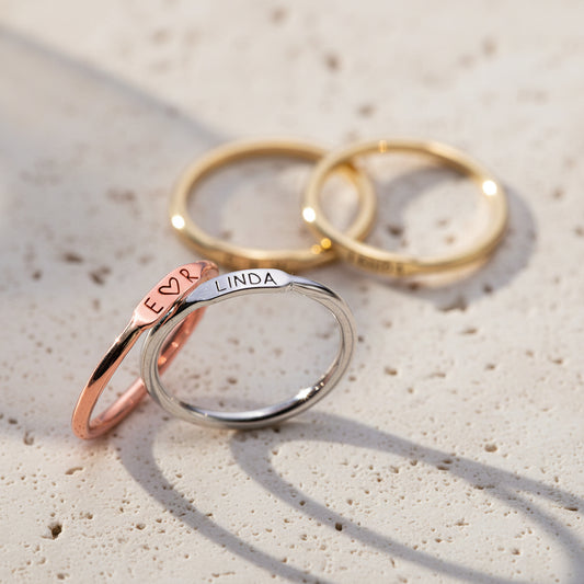 Personalized Dainty Stackable Rings 925 Silver