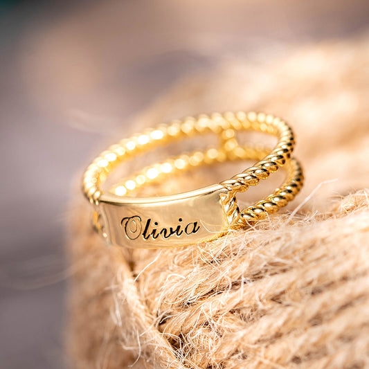 Personalized Rustic Engraved Ring