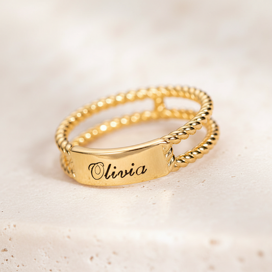 Personalized Rustic Engraved Ring