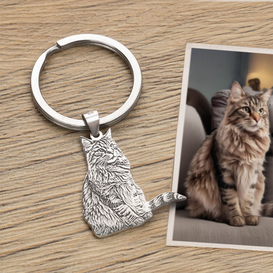 Pet Photo Engraved Keychain