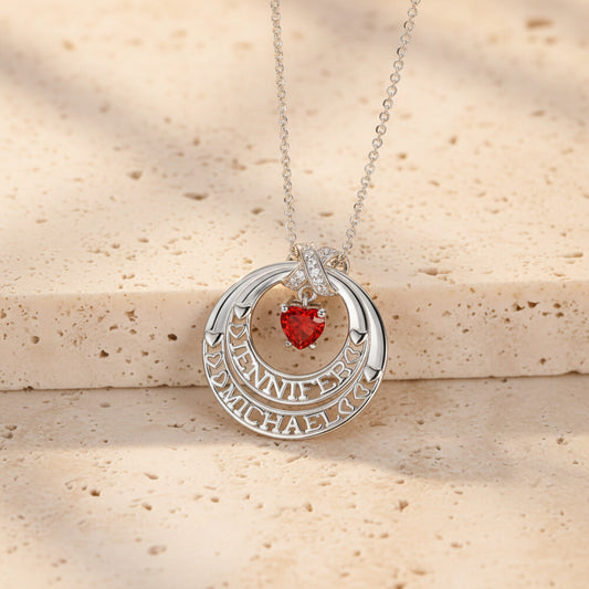 Custom Double Name Necklace with Birthstone