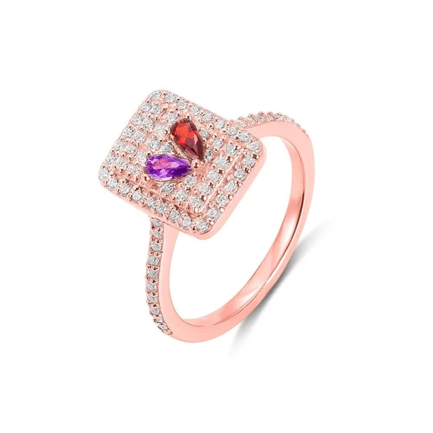 Custom Double Birthstone Crystal Ring