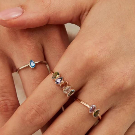 Personalized 1-5 Family Birthstones Ring