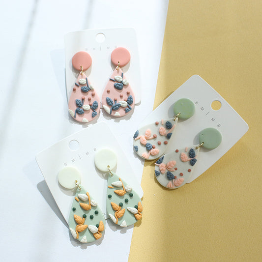 Retro Garden Polymer Clay Dangle Earrings