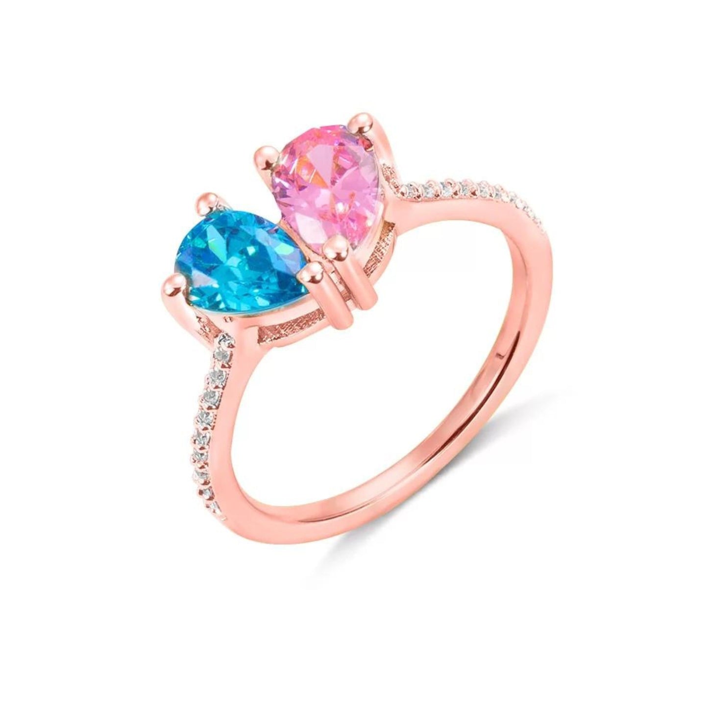 Custom Double Birthstone Heart Ring