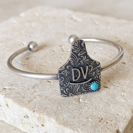 Personalized Cow Tag Bracelet with Initials or Brand Logo