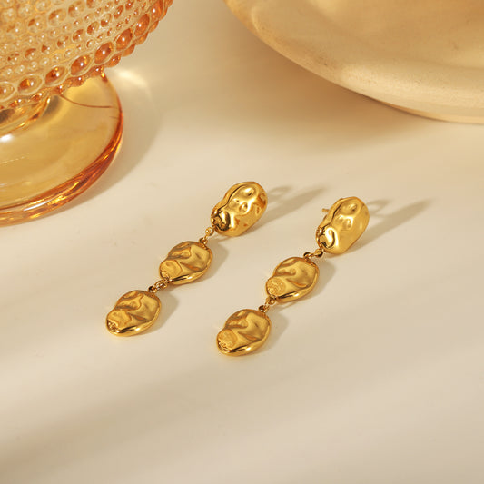 Vintage Hammered Gold Dangle Earrings