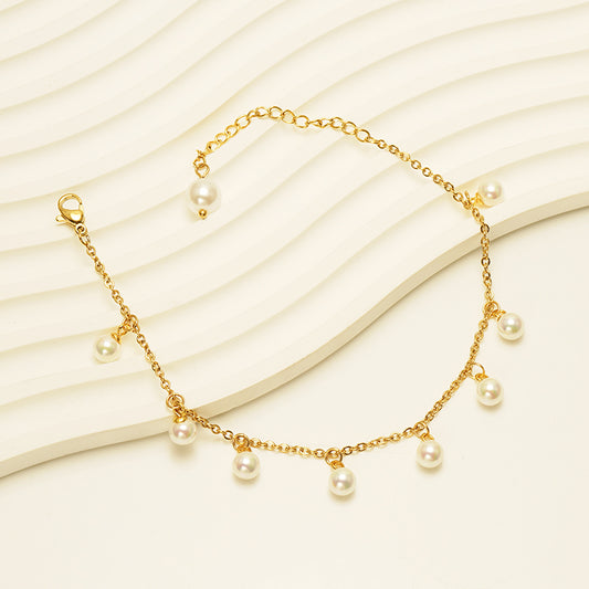 Pearl Charm Golden Chain Anklet