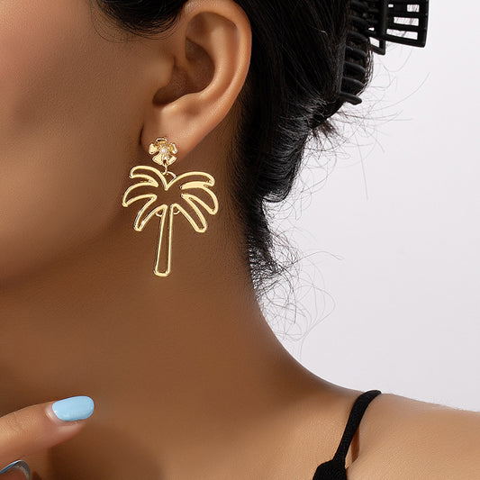 Hollow Palm Tree Dangle Earrings