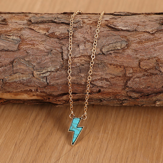 Retro Lightning Turquoise Pendant Necklace