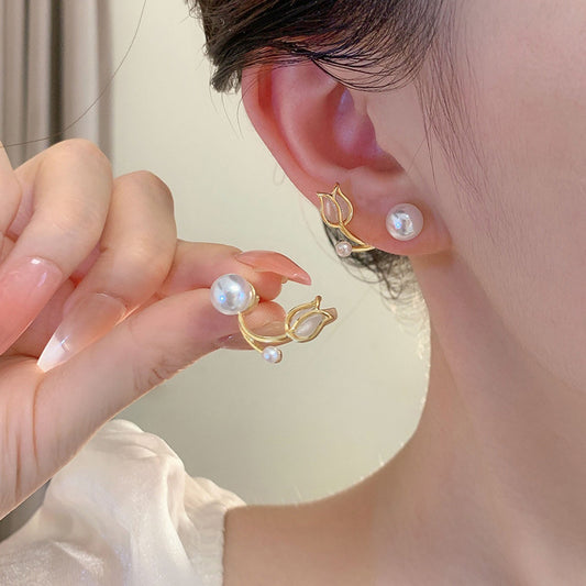 Opal Tulip Stud Earrings