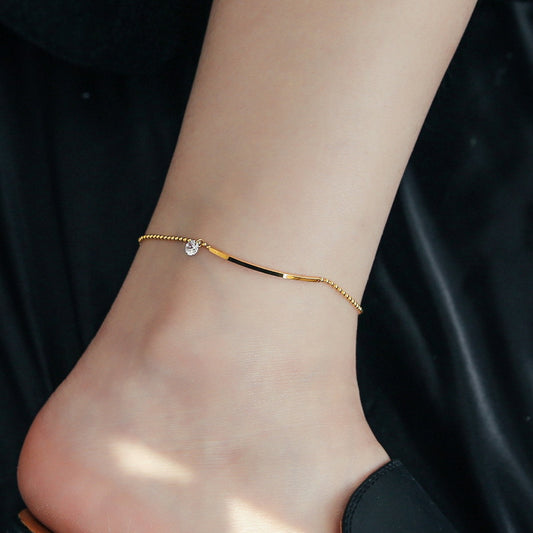 Minimalist Zircon 18K Gold Plated Anklet
