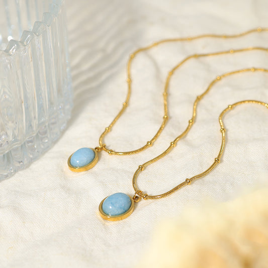 Dainty Aquamarine Pendant Necklace