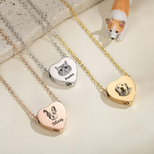 Heart Pet Portrait Urn Necklace