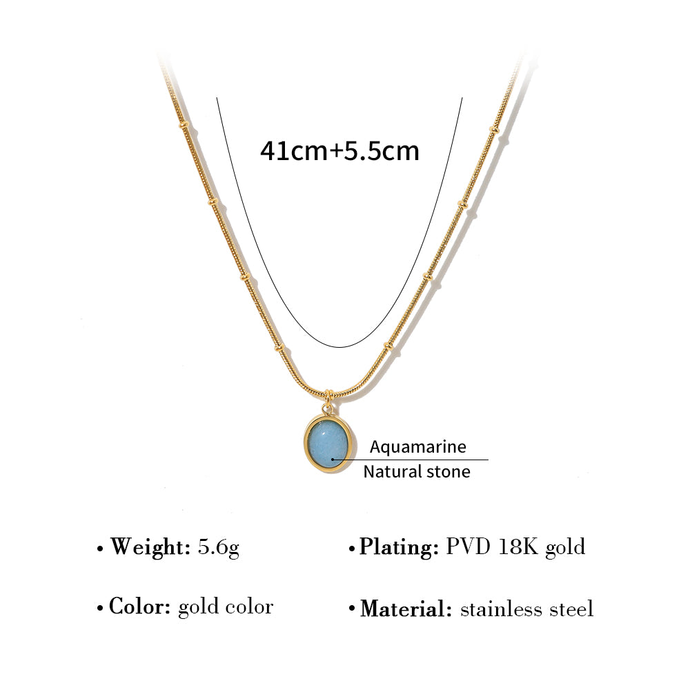 Dainty Aquamarine Pendant Necklace