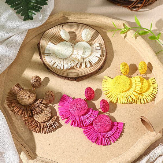 Art Woven Wicker Dangle Earrings