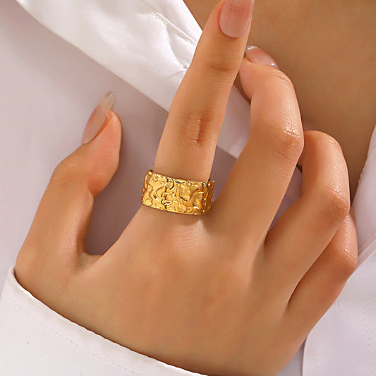 Solid Hammered Open Ring