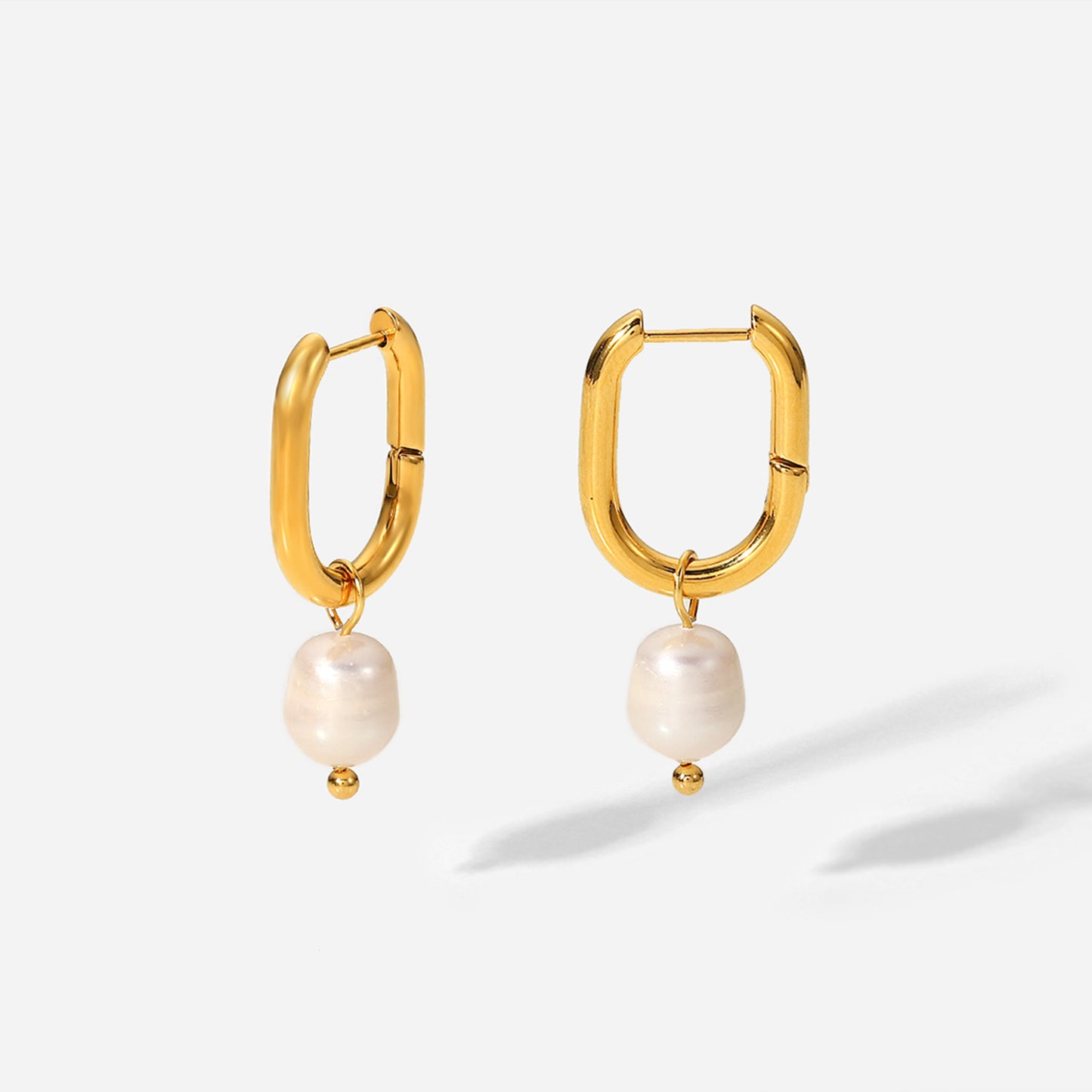 Elegant Pearl Gold Hoop Earrings