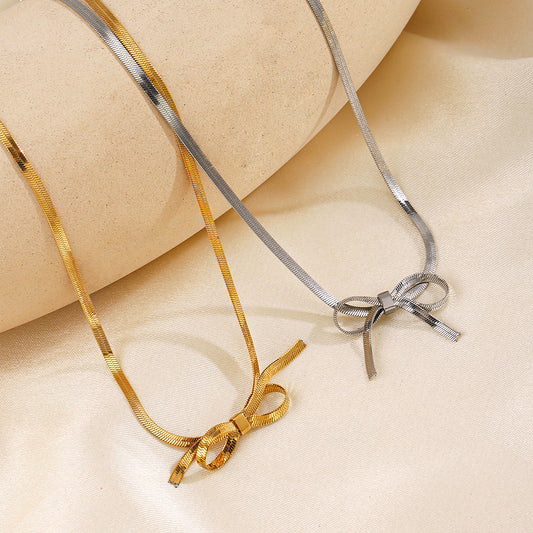 Simple Bow Choker Chain Necklace