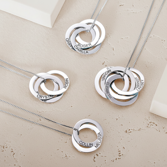 Custom Names Engraved Ring Necklace