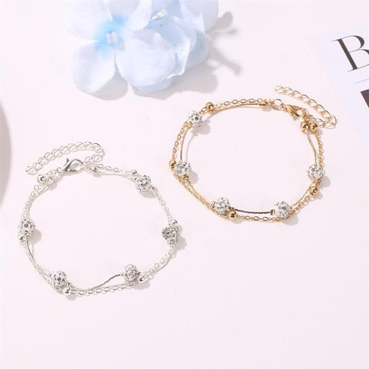 Crystal Layered Chain Anklet